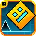 Geometry Dash game icon - green square with blue center